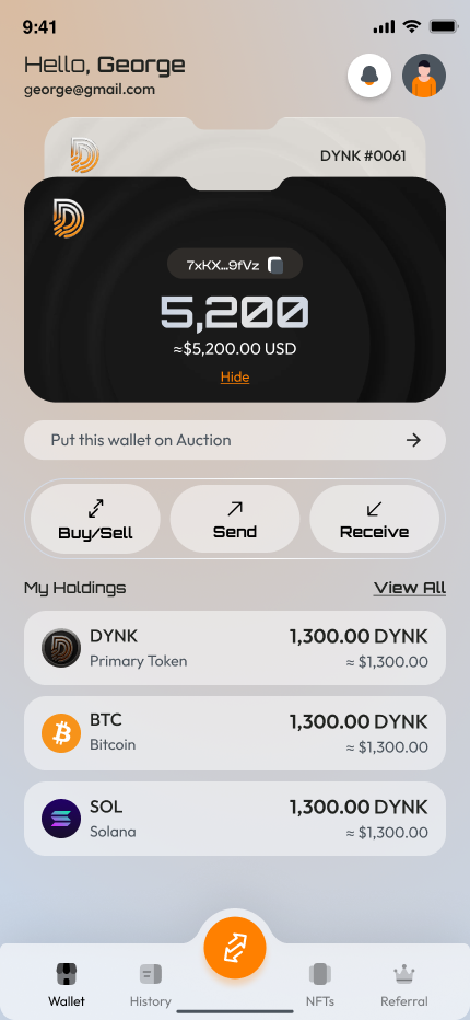 DYNK Wallet Dashboard